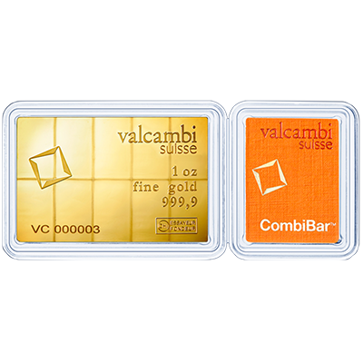A picture of a 1 oz Gold Valcambi CombiBar